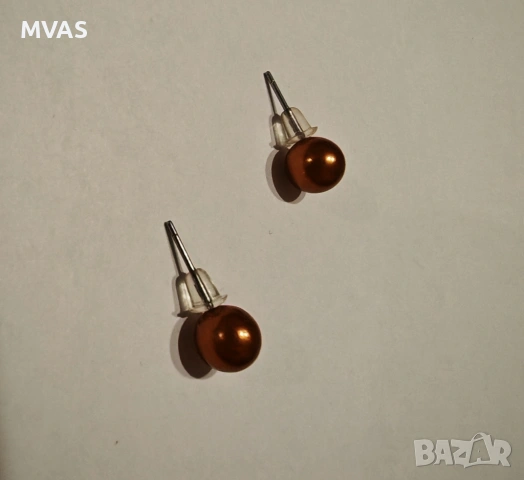 Нови дамски обеци топчета металик различни цветове, снимка 3 - Обеци - 53295915