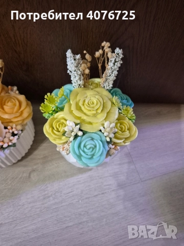 Керамични кашпи с ароматни сапунени цветя , снимка 5 - Декорация за дома - 52082580