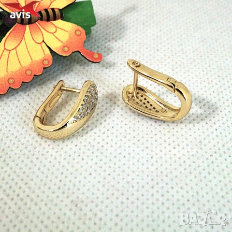 Обеци с 14К златно покритие 2141895, снимка 3 - Обеци - 54174425