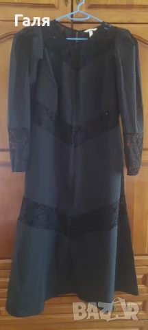 Черна, дълга, елегантна рокля с дантела за повод, снимка 8 - Рокли - 51406594