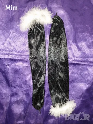 М Сатенена черна рокля за парти и ръкавици/ зайче /, снимка 5 - Рокли - 50416744