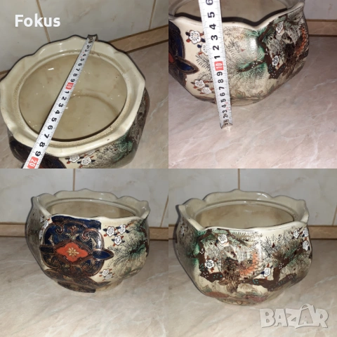 Уникална стара купа Сатцума satsuma порцелан маркировка, снимка 7 - Антикварни и старинни предмети - 53348304