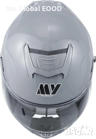 MY-936 пълнолицева каска с визьор, ECE 22.06, сива, L N7, снимка 4 - Аксесоари и консумативи - 51910943