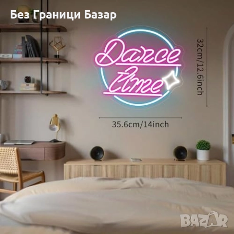 Нов Розов Dance Time Неон за Спалня Студио Бар USB Осветление Led 36см, снимка 2 - Лед осветление - 51492755