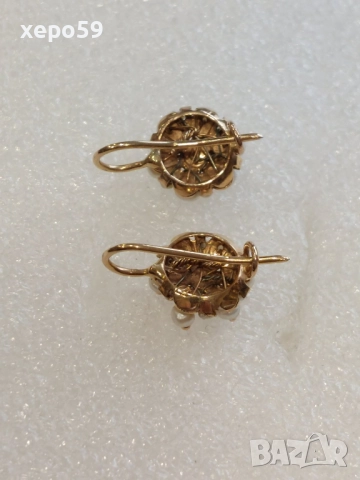 Автентични златни обеци с инкрустирани перли/злато 12 карата, снимка 3 - Обеци - 52865344