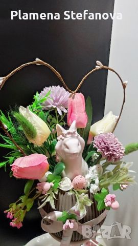 Великденска украса с порцеланово зайче