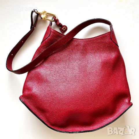 Delvaux оригинална чанта естествена кожа в тъмно червен цвят