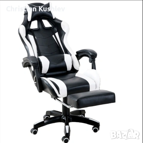 Въртящ се кожен стол за офис и компютърни игри, снимка 3 - Столове - 53211117