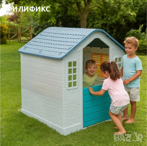 Детска  къщичка (градинска/домашна) – СИВО & МЕНТО, 109cm x 95cm x 107.5cm (6.92kg) – НОВА!, снимка 4 - Други - 53025923