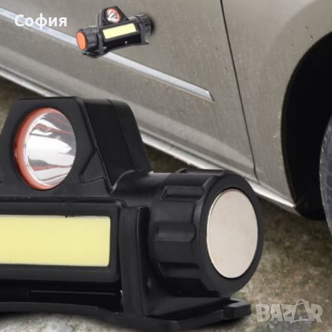 Челник с регулируема LED и COB яркост, магнитен клипс и USB зареждане, 100m обхват, 1200mAh, снимка 10 - Други инструменти - 46306893