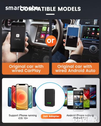 Безжичен адаптер CarlinKit, Съвместим с Apple Carplay/Android Auto 5.0, снимка 6 - Аксесоари и консумативи - 45252151
