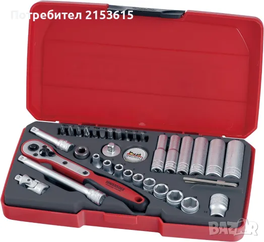 Teng tools тенг 1/4  малка гидория 36 части вложки камъни комплект хром ванадий, снимка 1 - Куфари с инструменти - 47017050