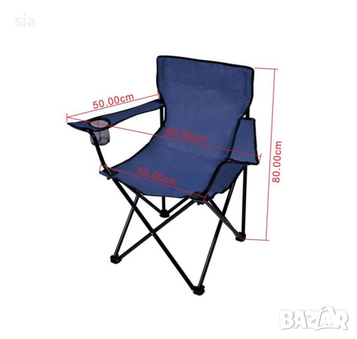 Сгъваем стол, с калъф за пренос, 54x54x85см, 90кг, син, снимка 2 - Къмпинг мебели - 44986378