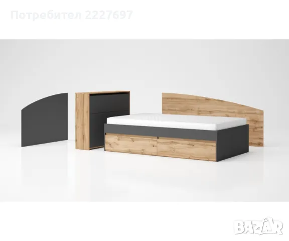 Висока модулна приста Лео 120 - дъб вотан/антрацит, снимка 1