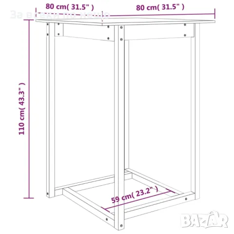 Бар маса, меденокафява, 80x80x110 см, борово дърво масив, снимка 6 - Маси - 48351417