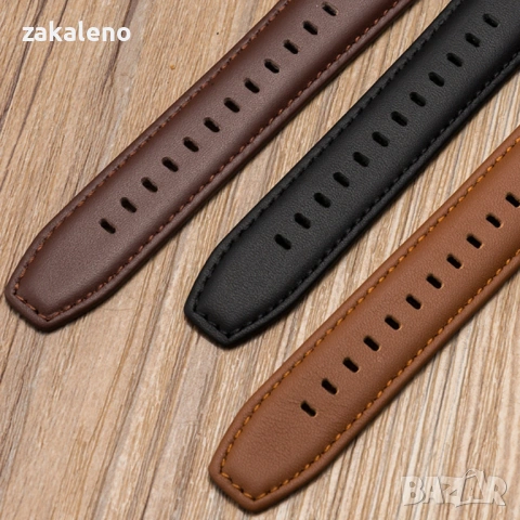 GL09 Кожена каишка за Apple Huawei Galaxy Watch Xiaomi Garmin Amazfit, снимка 2 - Резервни части за телефони - 53196417