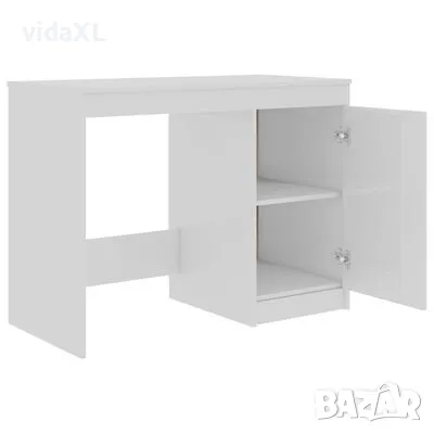 vidaXL Бюро, бял гланц, 100x50x76 см, ПДЧ(SKU:801802), снимка 4 - Бюра - 48480017