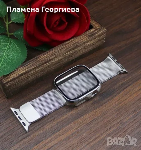 Метална Верижка с предпазен Калъф за Apple Watch Series 9 41mm, снимка 4 - Смарт часовници - 46997311