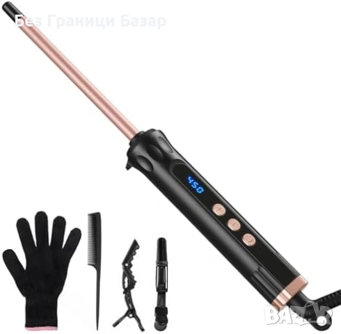 Нова Тънка маша 9мм за стегнати къдрици коса PTC 30сек 14 нива прическа