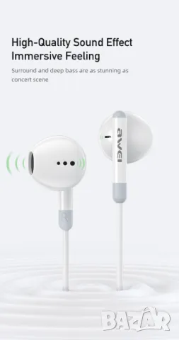 НОВИ Качествени слушалки Earphone Awei Type C с микрофон, със супер Бас! Подходящи за подарък, снимка 6 - Слушалки и портативни колонки - 47208666