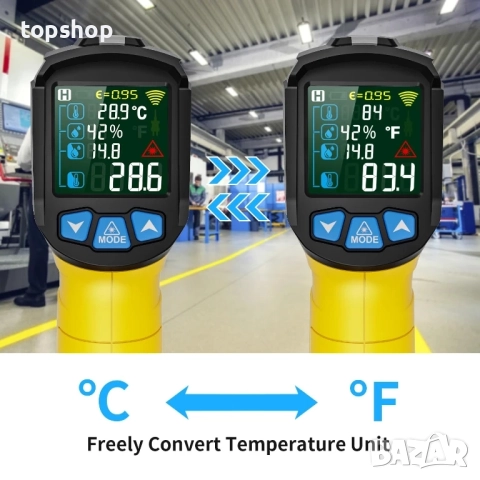 Инфрачервен термометър за температура -58°F~1472°F, MESTEK цифров лазерен термометър с термодвойка.., снимка 7 - Друга електроника - 51629156