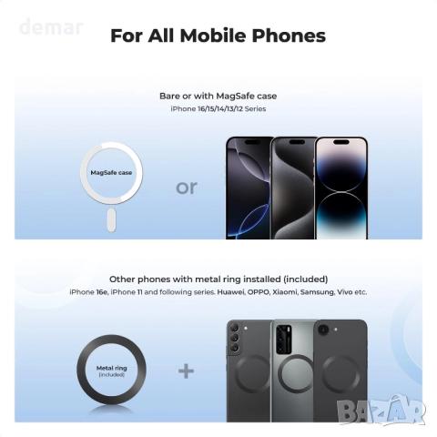 K&F Concept Магнитна гъвкава стойка за телефон, Селфи стик MagSafe, снимка 3 - Селфи стикове, аксесоари - 51765385