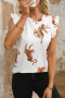 Дамска блуза в бяло с къдрички и принт тигри, снимка 6