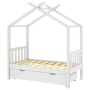 vidaXL Рамка за детско легло с чекмедже, бяла, бор масив, 70x140 см(SKU:322148, снимка 1 - Спални и легла - 45008379