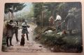 Стара цветна картичка 1906 г - лов , ловци , кучета , хралупа