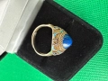 Уникат ! Сребърен пръстен с емайл / позлата и лапис лазули. №7638, снимка 7