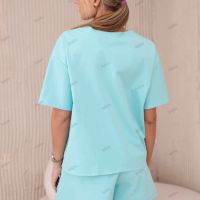 Нов дамски комплект блуза с щампа punto + къси панталонки , снимка 3 - Комплекти - 45718826