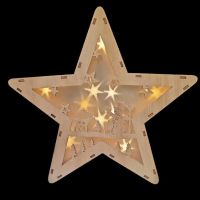 Дървена светеща настолна фигурка Звезда, Размер: 20X20X2,50 см, снимка 1 - Декорация за дома - 45782121