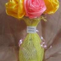 Чаша с ръчно изработени рози , снимка 3 - Изкуствени цветя - 45352889