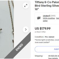 Сребърен гердан с Птица Tiffany & Co, снимка 2 - Колиета, медальони, синджири - 45539411