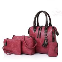 Комбиниран дамски комплект ръчна чанта и портфейл от четири части, 6цвята , снимка 9 - Чанти - 45139584