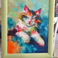 картина " Шарено коте", снимка 2 - Картини - 44319400