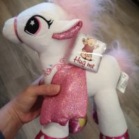 Нов Плюшен еднорог с розова коса, 36 см Цена 10лв, снимка 1 - Плюшени играчки - 45508121