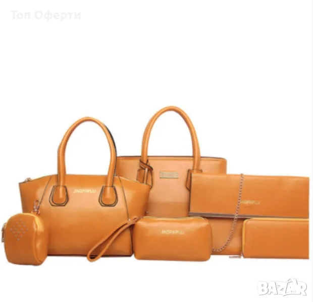 Комплект от шест части за жените с усет / Цвят: черен / Изкуствена кожа, снимка 1