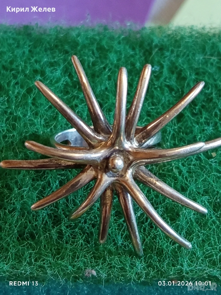 Сребърен пръстен с екстравагантен дизайн ВЕЛИКОЛЕПИЕ Арт бижу 52715, снимка 1