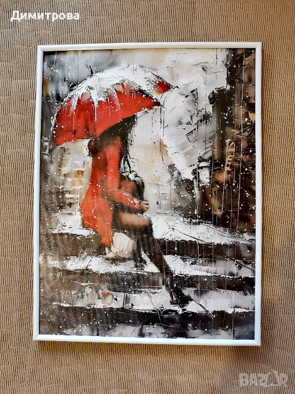 картина, арт принт "Жена в дъжда", снимка 1