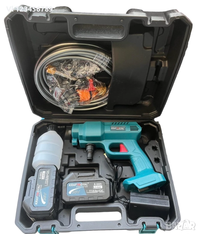 Комплект акумулаторна водоструйка с 2 батерии в куфар, снимка 1