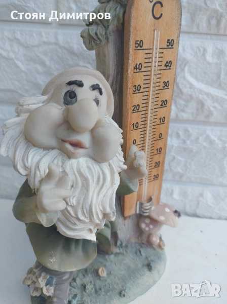 Прекрасно джудже и термометър,перфектна изработка,вис. 25см, снимка 1