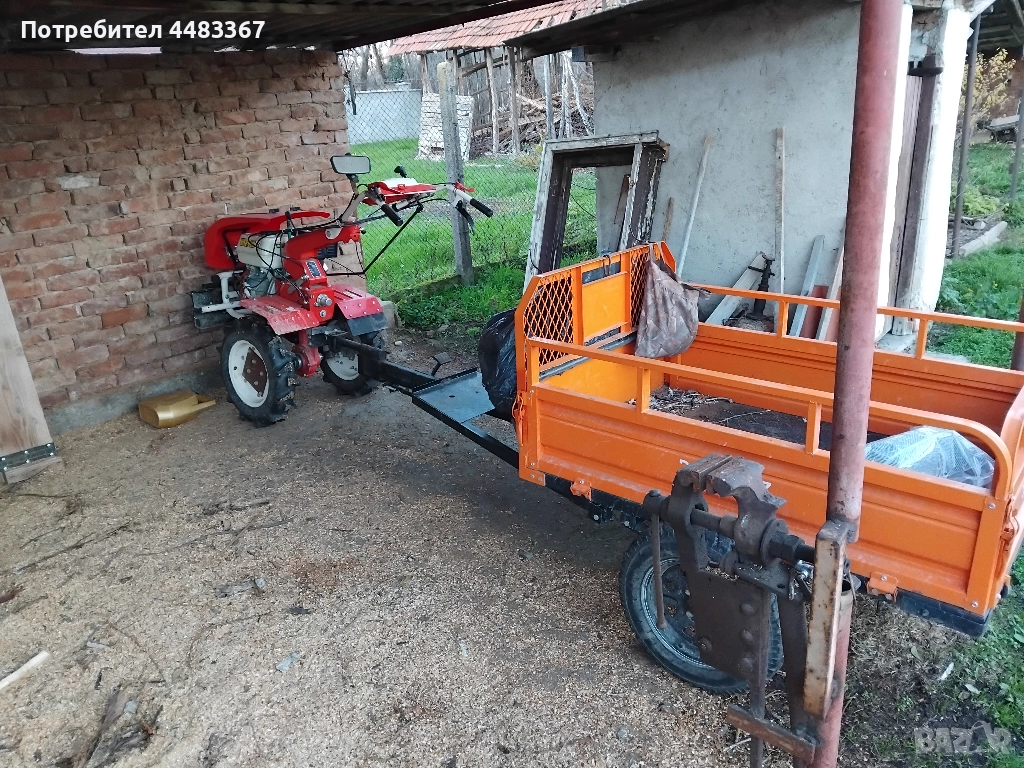 Бензинов мотокултиватор Bisonte BTA-16SG + ремарке, снимка 1