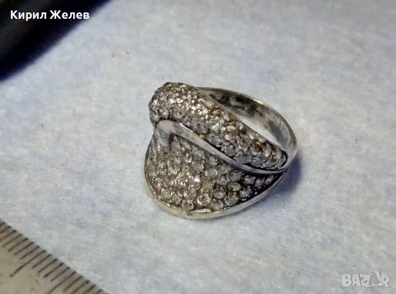 РАЗКОШЕН СКЪПОЦЕНЕН СРЕБЪРЕН ПРЪСТЕН СРЕБРО 925 ОБСИПАН с ИСКРЯЩИ ЮВЕЛИРНО ФАСЕТИРАНИ ЦИРКОНИ 41780, снимка 1