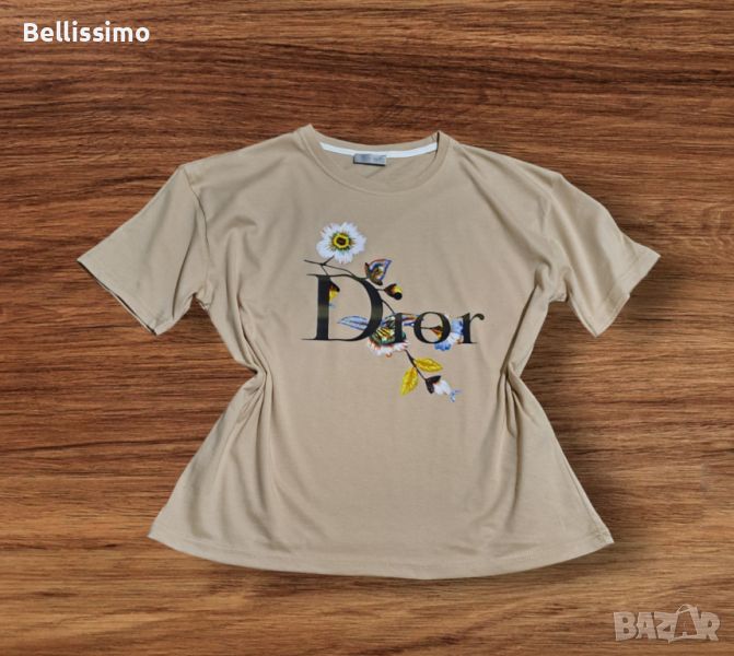 *Dior* Дамска тениска с къс ръкав в бежов цвят, oversized, снимка 1