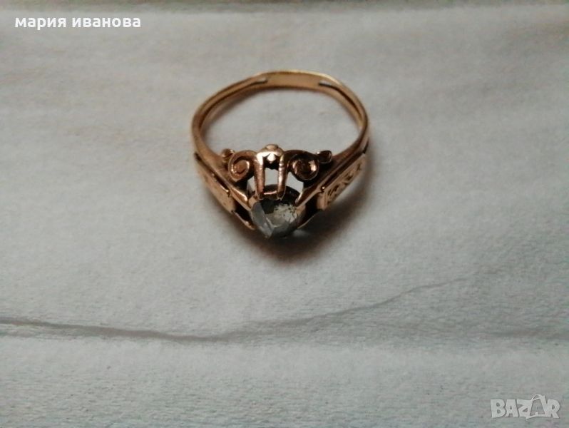 много стар златен пръстен с диамант роза шлифовка 0.80 карата, снимка 1