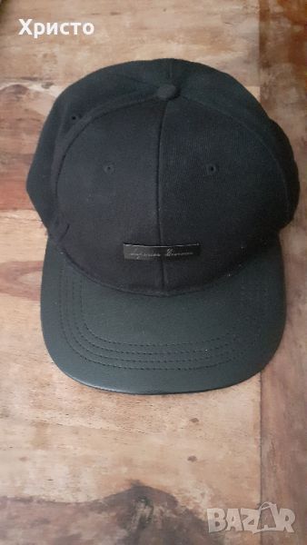 шапка бейзболна с козирка, Inperion Division Premium Styles, черна, плътен плат, кожена козирка, снимка 1