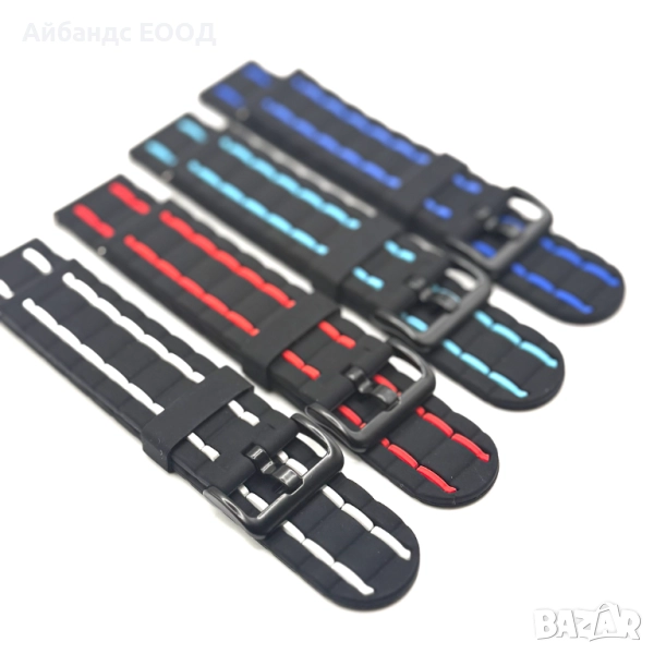Двуцветни силиконови каишки с метална тока за quick release 20mm 22mm, снимка 1