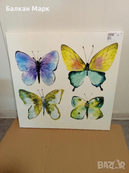 Картина с пеперуди 60x60 см върху дървена рамка, снимка 1