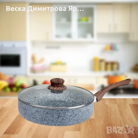 Тиган с капак Voltz Siena, Дълбок, Мраморно каменно керамично покритие, снимка 5 - Съдове за готвене - 50198210